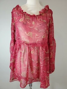 Karen Zambos Womans Paisley Print Vintage Ruffle Blouse Sz S Bohemian Peasant - Picture 1 of 12