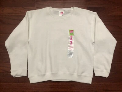 NEW GIRLS 2001 HANES HER WAY SWEATSHIRT YOUTH SMALL 6/6X WHITE CREW NECK e - Image 1 of 4