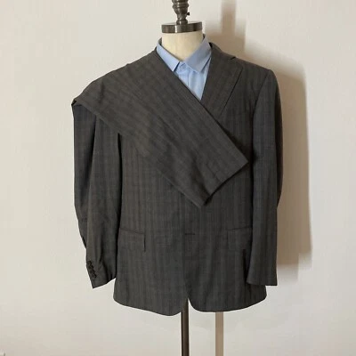 $2195 Pal Zileri US 42R Gris Cuadros Lana Extrafina Traje Pantalones Chaqueta 36W Italia Foto 1 de 4