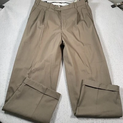Kirkland Signature Slacks Mens 36x30 Brown Teflon Pleated Twill Pant - Image 1 of 4