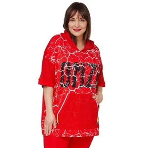 MAXLIVE Camiseta Jersey Rojo Capucha Estampado Letra Talla 44 46 Manga Corta - Imagen 1 de 2