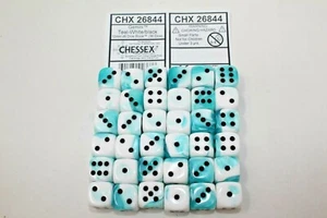 Chessex Dice 12mm D6 (36 Dice) Gemini Teal - White / Black - CHX 26844 - Picture 1 of 1