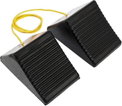 50012 Rubber Wheel Chock with Rope - 8" X 5" X 4" - 2 Pack, - Image 1 of 4
