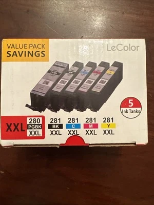 Le Color 280 & 281 5 Color Cartridges . Canon Replacement New Expires 9/25 - Image 1 of 4