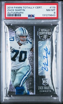 2014 PANINI TOTALLY CERTIFIED AUTO #119 ZACK MARTIN ROOKIE RC PSA 8 - Image 1 of 2