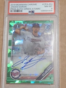 2019 JHOAN DURAN BOWMAN GREEN AUTOGRAPHED AUTO ROOKIE CARD RC PSA 8 /99 TWINS - Picture 1 of 6