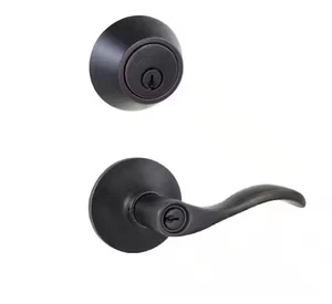 Defiant Naples Aged Bronze Combo Pack with Single Cylinder Deadbolt - Picture 1 of 8
