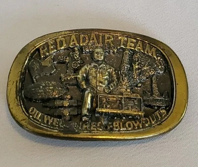 Red Adair Team Belt Buckle 25th anniversary Oil Well Fire Blowout - Image 1 of 4