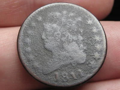 1811 Capped Bust Half Cent 1/2C- Good Details, Metal Detector Find? - Image 1 of 4