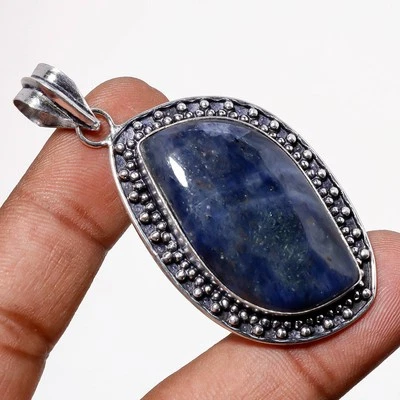 Sodalith Edelstein Anhänger handgefertigt ethnisch antik Design Schmuck 2,3 Z... - Bild 1 von 4