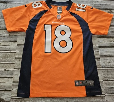 Camiseta deportiva naranja Peyton Manning Nike #18 de los Denver Broncos NFL juvenil M 10/12 Foto 1 de 4