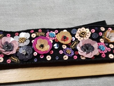 Cinturón Mujer Lentejuelas Flores Rosa Elástico Lentejuelas B11 Foto 1 de 4