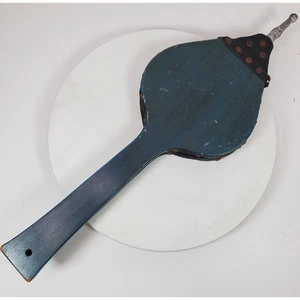 Soffietto camino vintage legno pelle ottone estremità e borchie lungo 24 pollici - Foto 1 di 12