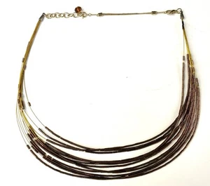 Multi-strand Seed Bead Wire Necklace Tan Beige Neutral 24" Classic Charm - Picture 1 of 2