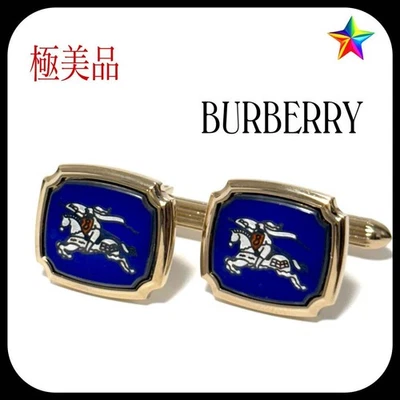 Burberry Cufflinks Navy & Gold Horse Logo Men’s Jewelry Free Shipping - Image 1 of 4