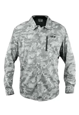 Pelagic Eclipse Pro Ambush Series Mens 3XL Guide Fishing Shirt Grey Camo UPF 50+ - Image 1 of 4