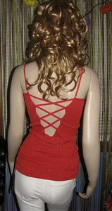 NEW! FREE PEOPLE Stretchy SEAMLESS CAGE BACK Metallic Lurex CAMI TOP XS/S M/L - Picture 1 of 32