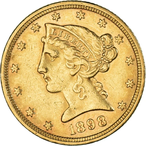 [#224261] Coin, United States, Coronet Head, $5, Half Eagle, 1898, U.S. M, int Cover