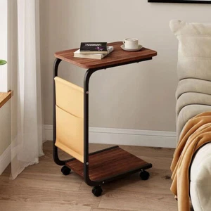 C-Shaped Flip Sofa Side End Table Coffee Laptop Table Living Room Bedroom - Picture 1 of 13