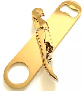 Gold Plated Corkscrew and Gold Plated Speed Bottle Opener Combo - Picture 1 of 3