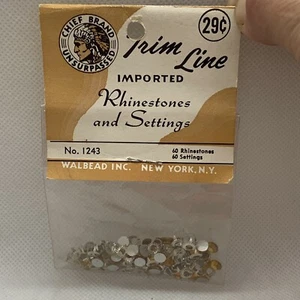 Vintage Rhinestones & Settings NOS Chief Brand Unsurpassed Trim Line USA Crafts - Picture 1 of 5