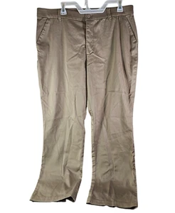 Lee Women's Wide Leg Smart Fit Solid Tan Brown Linen Khaki Pants Size 18M - Picture 1 of 17