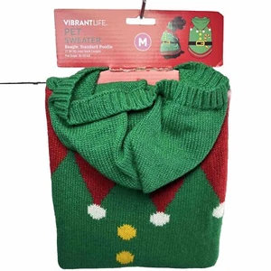 New Vibrant Life Pet Sweater Green Hooded Elf Dog Cat Medium 20-50# Beagle - Picture 1 of 13