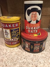 Vintage Quaker Oats Tin lot of 3 1982 1983 1984 Cookie Recipe on the back
