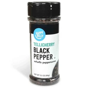 Grano entero de pimienta negra Happy Belly Tellicherry marca Amazon, 3,5 OZ - Imagen 1 de 3