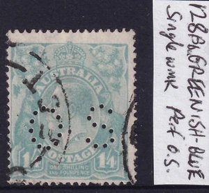 Australia KGV 1920, 1/-4d Turquoise, Single Wmk, Perf OS, BW128Bba, Used. - Picture 1 of 1