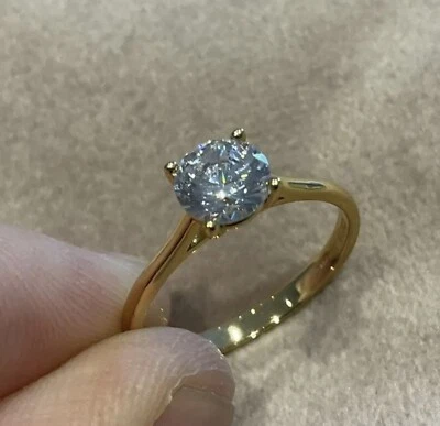 1.0 Carat Lab Created Diamond Solitaire Ring With 9k Gold plated 925 Size P - Image 1 of 4