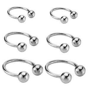 10 PC Tiny 18G 1/4" 5/16" 3/8" Steel Ball Horseshoe Tragus Nose Hoop Helix Rings