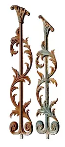 Balaustres de hierro antiguos Art Nouveau 35" y 33" elemento arquitectónico francés - Imagen 1 de 18