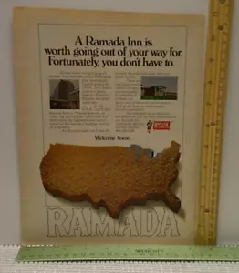Ramada Inn 1974 moteles hoteles EE. UU. Mapa ubicaciones vintage foto impresión anuncio - Imagen 1 de 2
