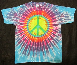 PEACE SIGN SILK SCREEN TIE DYE KIDS T SHIRT - Picture 1 of 1