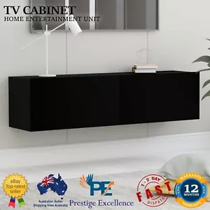 Black TV Stand Wall Mounted 2-Doors Cabinet Entertainment Center Unit Furniture - Picture 1 of 10