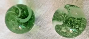 TOY MARBLE 2 TRANSITIONAL CREASE GREEN BASE WITH WHITE BAND YELLOW GREEN THROUG - Picture 1 of 16