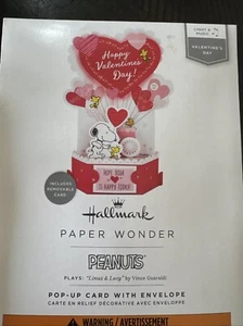 Peanuts-Hallmark Paper Wonder TARJETA POP-UP DÍA DE SAN VALENTÍN - Imagen 1 de 3