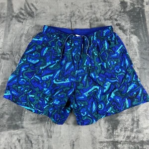 Vintage Speedo Swim Shorts Men’s Blue Abstract Geometric 90s Nylon Lined Trunks - Picture 1 of 11