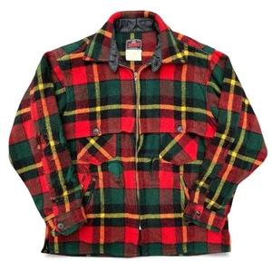 Vintage Johnson Woolen Mills Plaid Hunting Jacket Jac Shirt L Cabin Thrashed USA - Picture 1 of 9