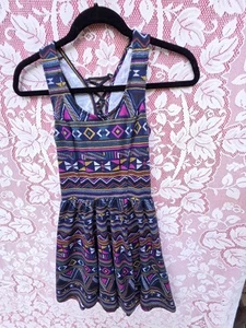 Brand New Jessica Simpson Girl's Sz XS Dress Open Lace Up Back Southwestern Cute - Picture 1 of 15