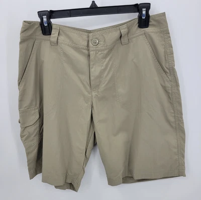 Columbia 短裤女式 10 棕褐色卡其色平底尼龙户外远足休闲 — 第 1/4 张图片
