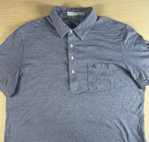 Criquet Poloshirt Herren XL blau leicht Allover Flag Print weich - Bild 1 von 4
