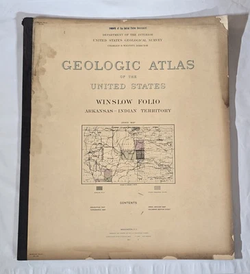 1907 Winslow Folio #154 Arkansas Territorio Indio Atlas Geológico de Estados Unidos Mapas Foto 1 de 2