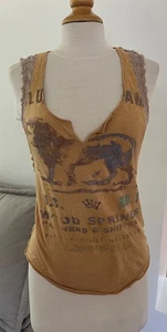 We The Free Women's Tank Top Size XS Mustard Yellow Graphic Print Racerback - Picture 1 of 4