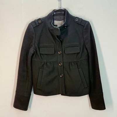 Chaqueta Ann Taylor Negra Mezcla Lana Estilo Militar XS Extra Pequeña Foto 1 de 4