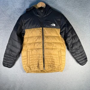 The North Face Jacket Youth XL Women S Brown Black Puffer Hooded Insulated Zip - Picture 1 of 8