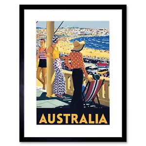 Travel Australia Beach Sea Sand Sun Bondi Swim Framed Art Print 12x16 Inch - Picture 1 of 25