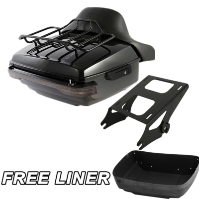 King Trunk Pad Mount Rack &LED Brake Tail Light Fit For Harley Touring 14-25 24 - Imagem 1 de 4