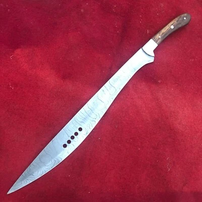 CUSTOM HAND FORGED Damascus Steel BOOK OF ELI MACHETE SWORD with Leather Sheath - Image 1 of 4